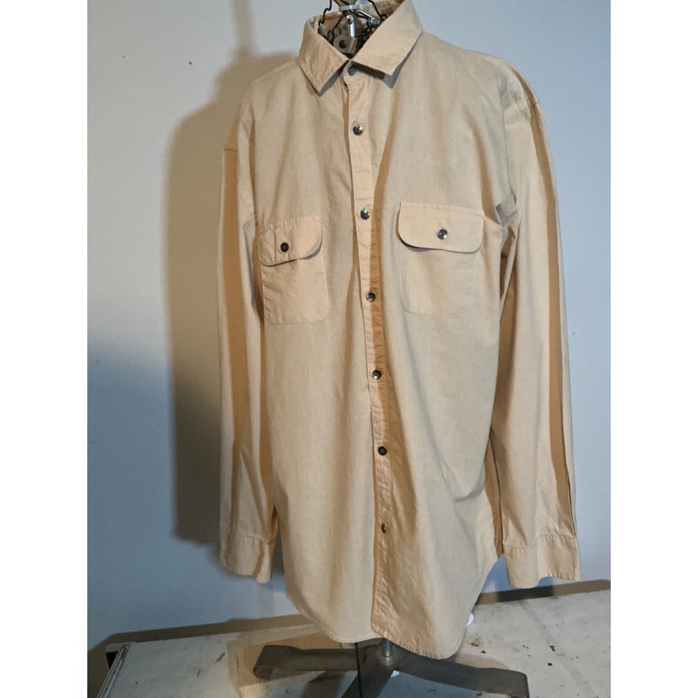 Alfani Mens Tan Cotton Long Sleeve Button Down Utility Shirt Large Khaki